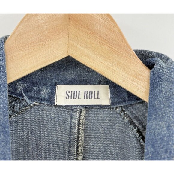 Vtg Side Roll Studded Embroidered Jacket Denim Studded Pocket Button One Sz Flaw - Picture 9 of 16